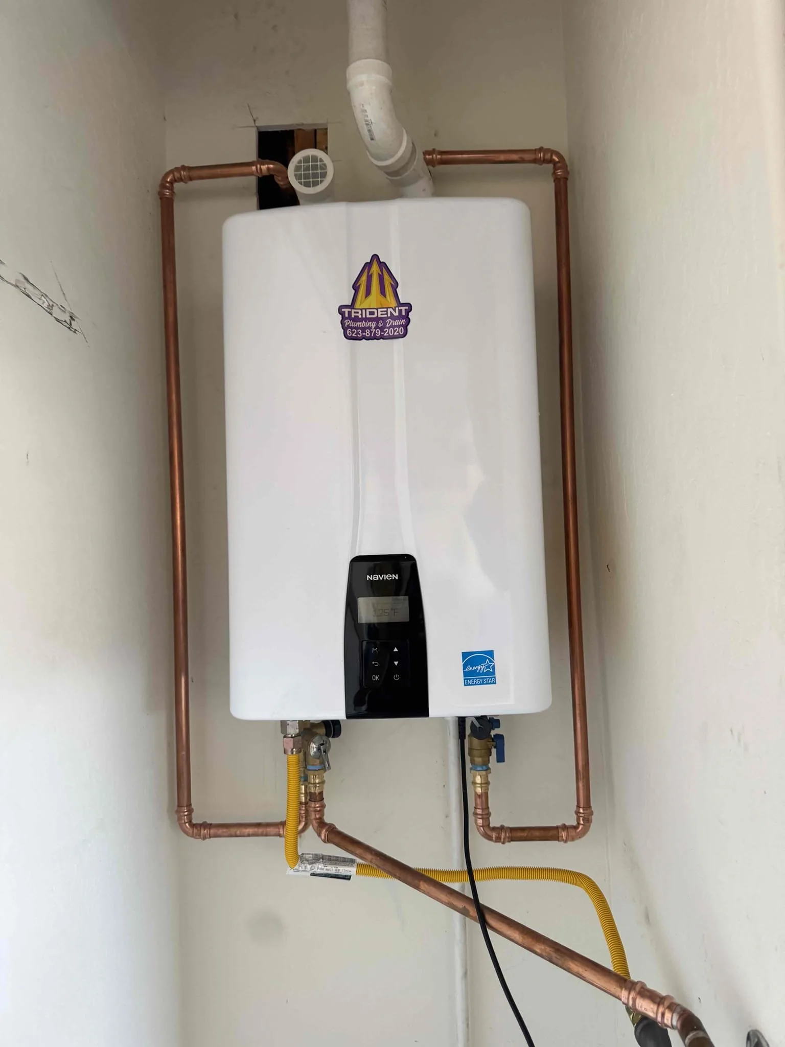Newly installed tankless water heater